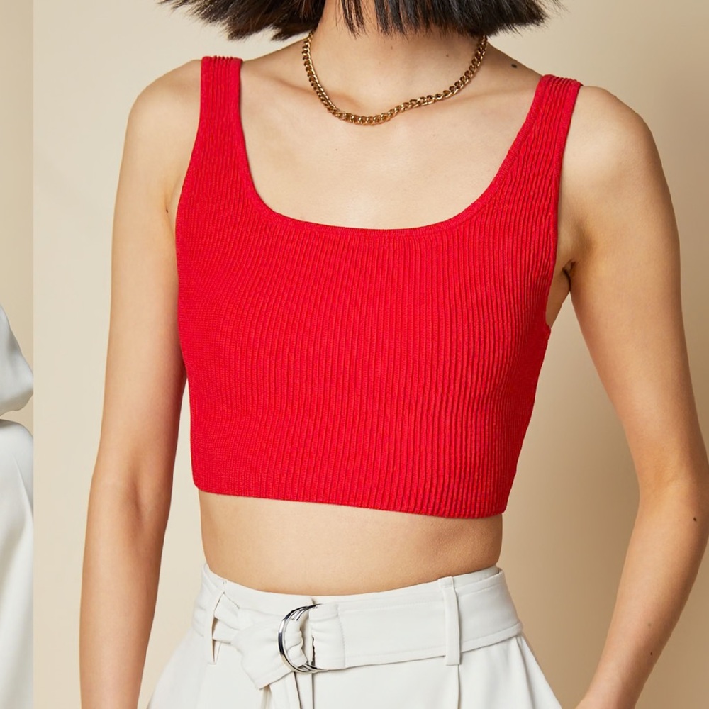 Babaton Sculpt Knit Squareneck Cropped Tank